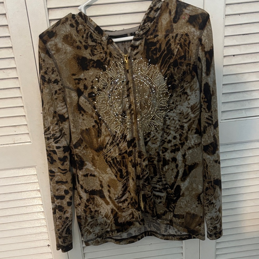 Onque Casuals Brown and Black Animal Print Blouse